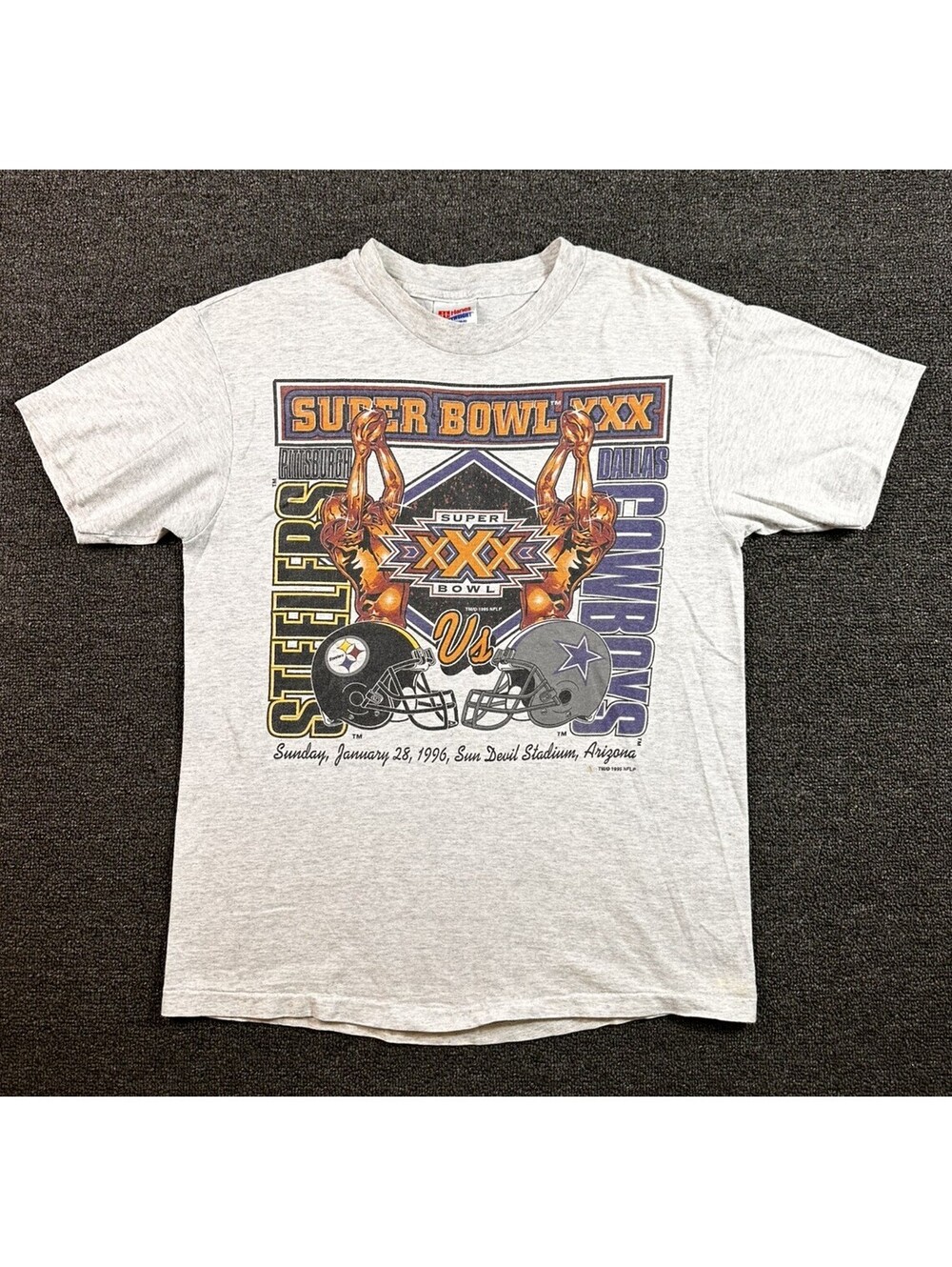 Vintage Super Bowl XXX 1996 Shirt Mens M Grey NFL Graphic